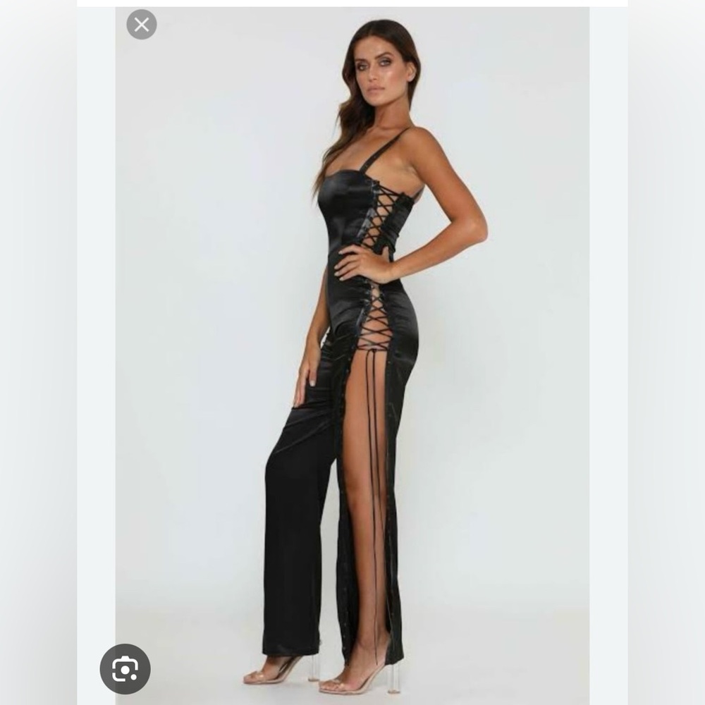 Meshki black silk lace on side jumpsuit